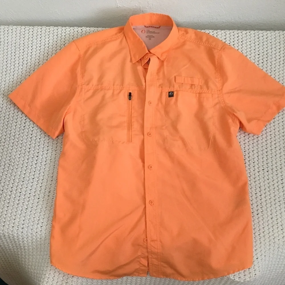 AMERICAN OUTDOORSMAN FISHING SHIRT ORANGE WITH BACK VENT SIZE MEN'S MEDIUM